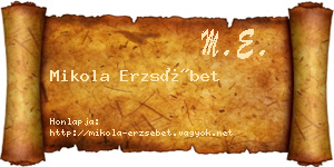 Mikola Erzsébet névjegykártya